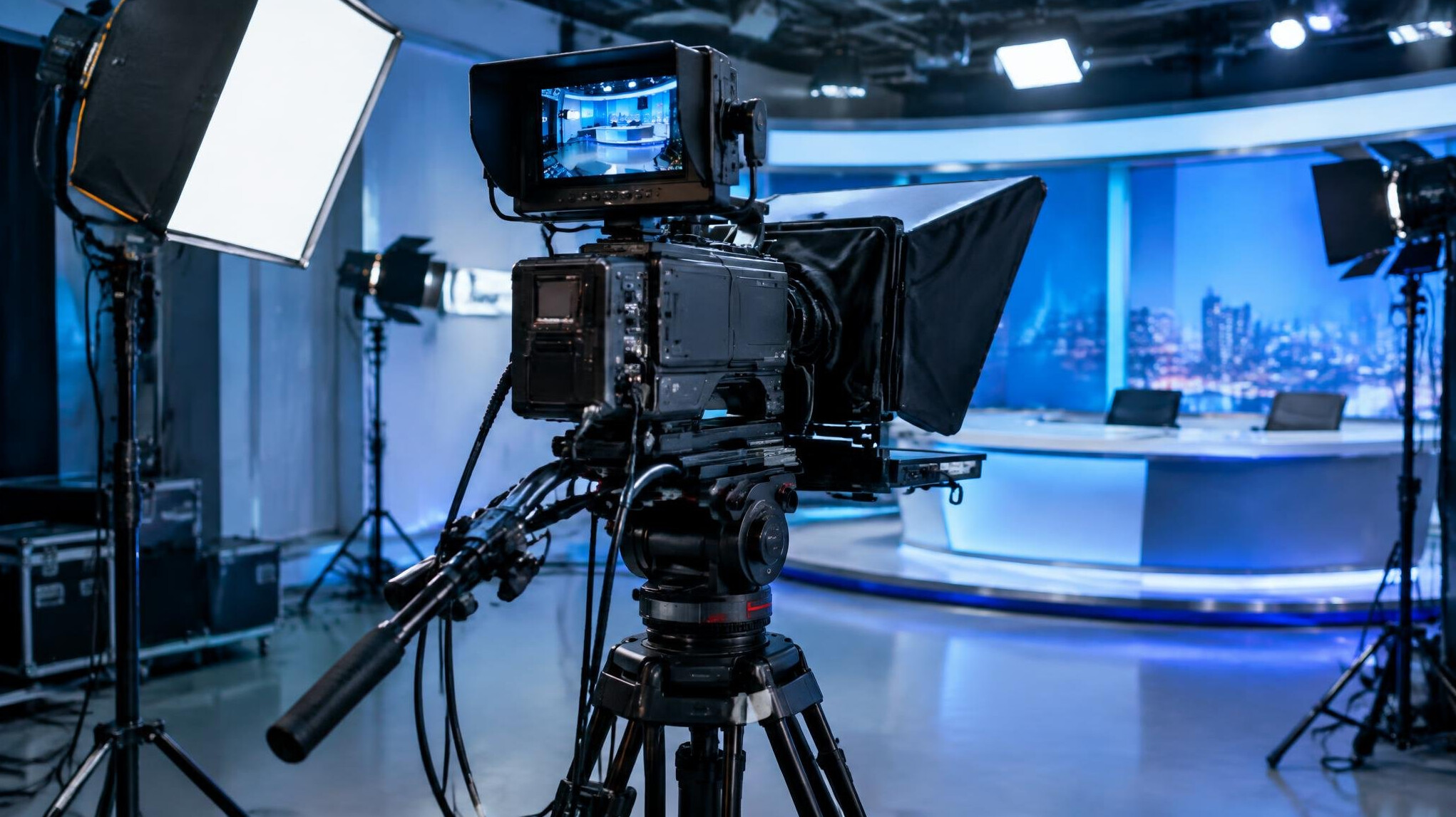 Professional camera and studio lighting equipment set up